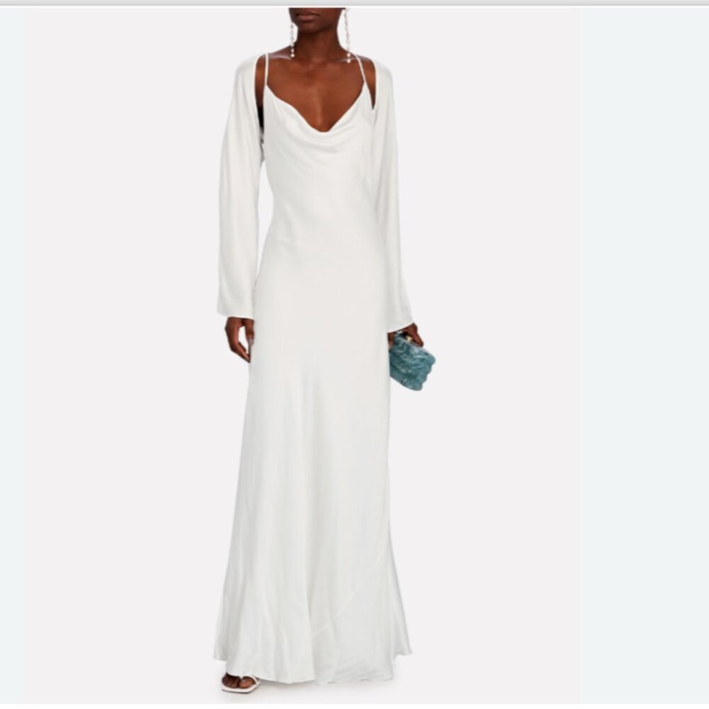 NEW NWT L'AGENCE Alicia Removable Shawl & Cowl-Neck Gown Maxi Dress - Size US 8